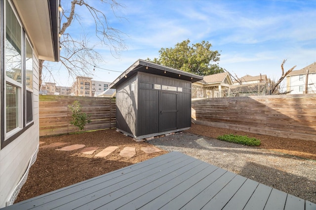 deck with a shed