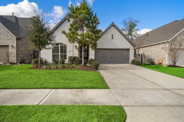 view of front of house featuring a garage and a front yard