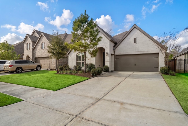 view of front of home with a garage and a front yard