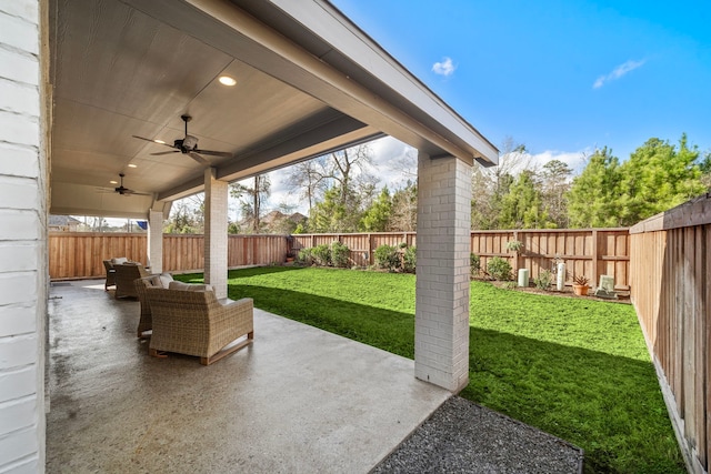 view of patio / terrace with ceiling fan