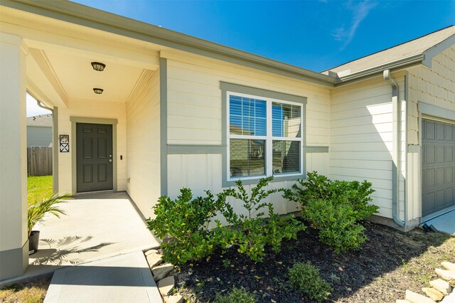 entrance to property with a garage