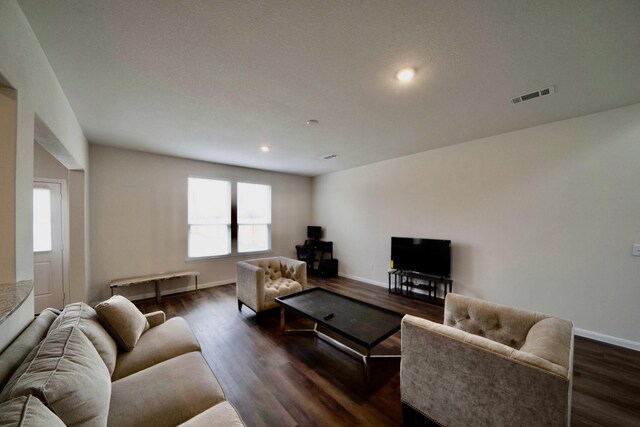 living room featuring dark hardwood / wood-style flooring