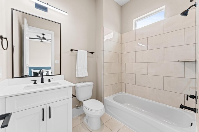4013 Griggs Rd Unit L, Houston, TX 77021 - full bathroom with vanity, tile patterned flooring, tub / shower combination, toilet, and a ceiling fan