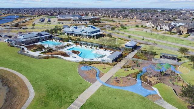 drone / aerial view with a residential view