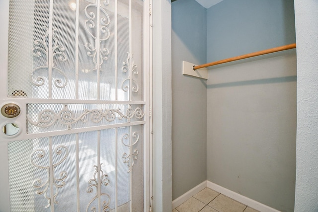 bathroom with tile patterned flooring