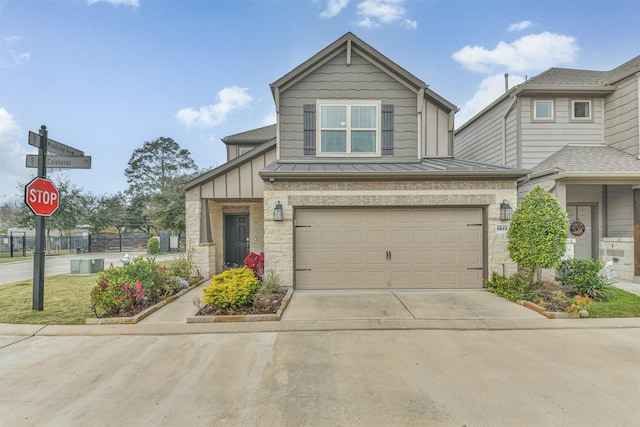 view of front of property with a garage