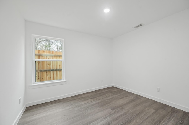 spare room featuring wood-type flooring