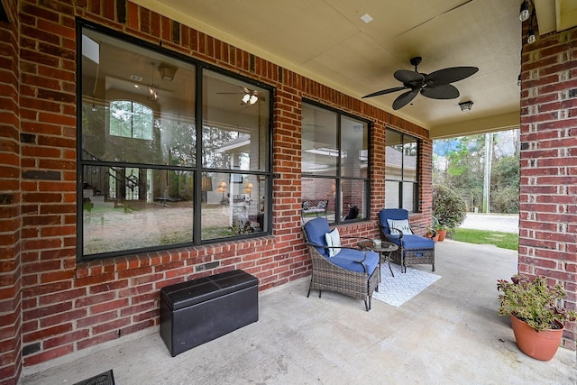 view of patio with ceiling fan