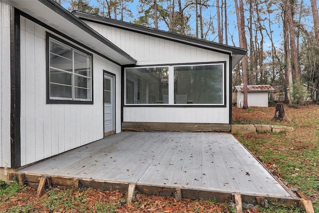 exterior space featuring a wooden deck