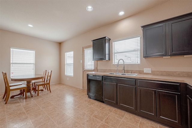 kitchen with sink, plenty of natural light, and dishwasher