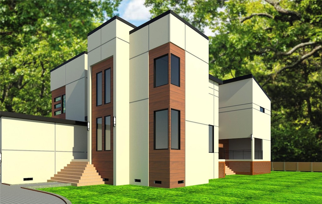exterior space featuring a lawn, fence, and crawl space