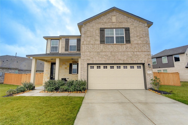 view of front of house featuring a garage and a front yard