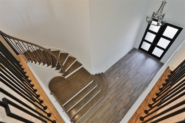 foyer entrance featuring dark wood-type flooring and french doors