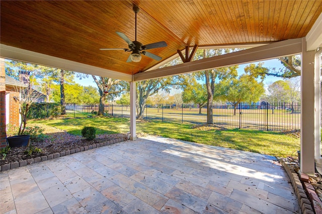 view of patio with ceiling fan