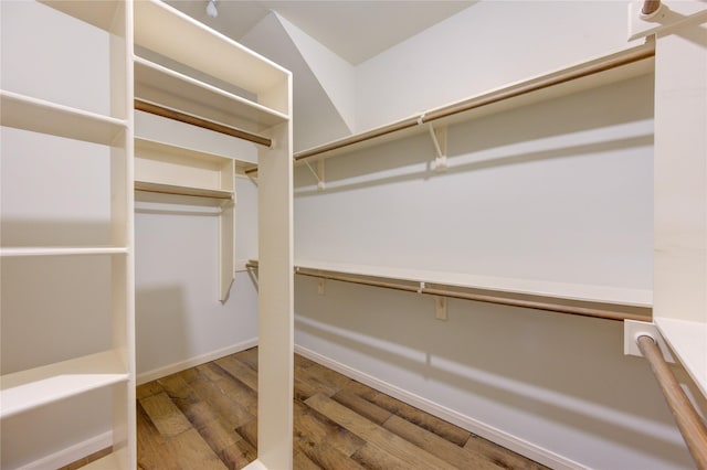 walk in closet featuring wood-type flooring