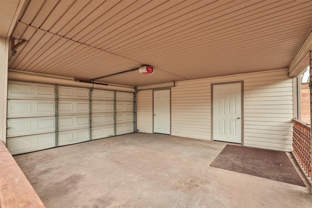 garage with a garage door opener