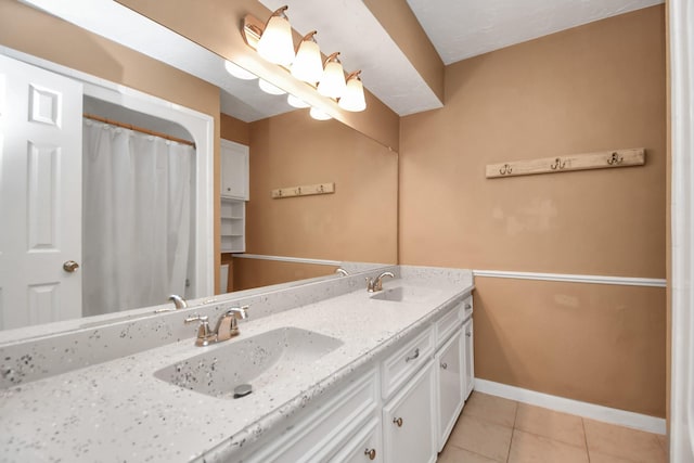 bathroom featuring vanity and tile patterned floors