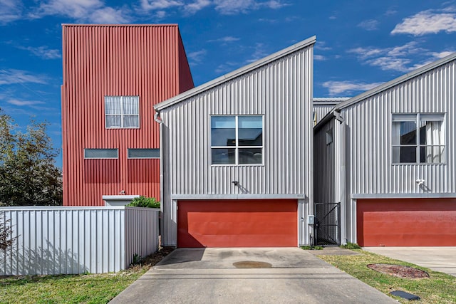 modern home featuring a garage