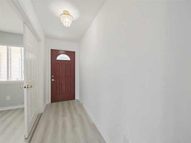 doorway to outside featuring light hardwood / wood-style flooring