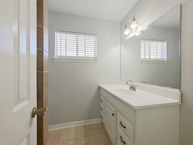 bathroom featuring tile patterned flooring and vanity