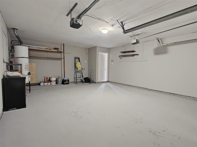 garage featuring a garage door opener and gas water heater