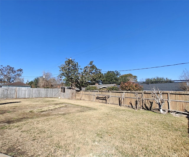 view of yard featuring a storage unit