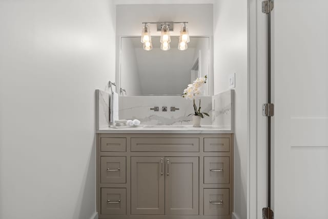 bathroom with backsplash and vanity