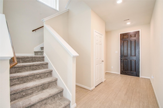 foyer featuring light hardwood / wood-style floors