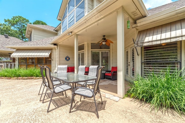 view of patio / terrace featuring ceiling fan