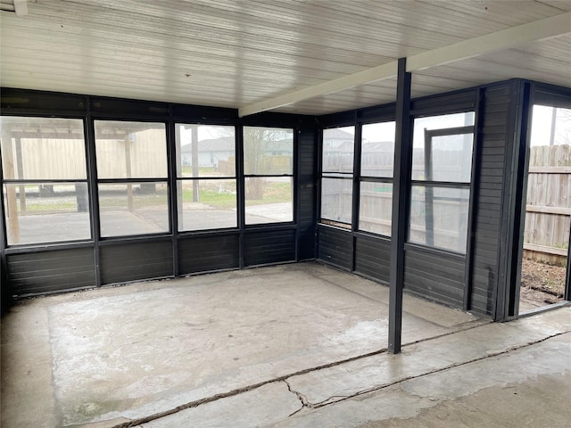 view of unfurnished sunroom