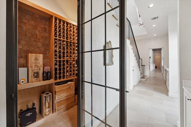 view of wine cellar