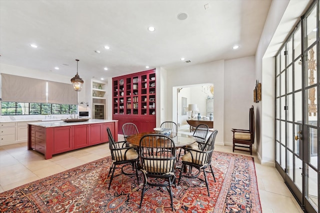 dining room with light tile patterned floors