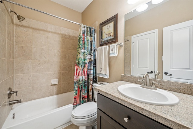 full bathroom featuring vanity, toilet, and shower / bath combo