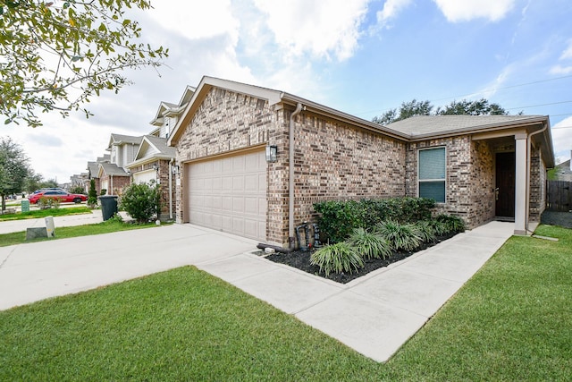 view of side of home with a garage and a yard