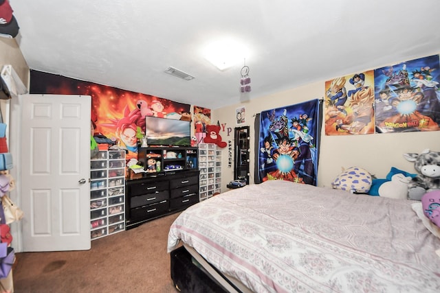 bedroom featuring visible vents and carpet floors