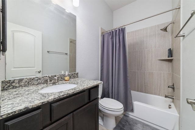 full bathroom featuring vanity, toilet, and shower / tub combo