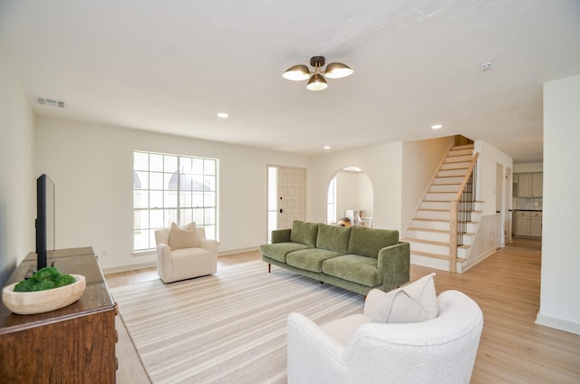 living room featuring light hardwood / wood-style floors