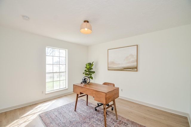 office area featuring light hardwood / wood-style floors