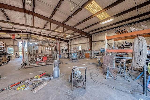 interior space with a workshop area