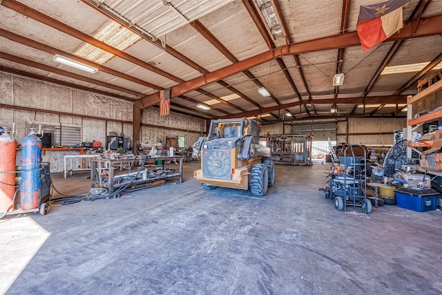 garage featuring a workshop area
