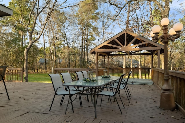 wooden deck featuring a gazebo