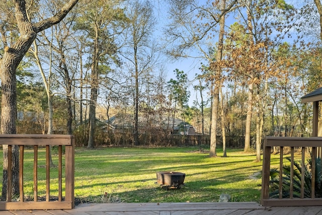 view of yard with a deck