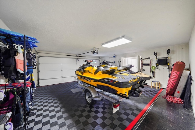 garage with a garage door opener