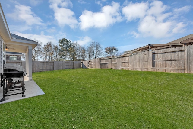 view of yard with a patio area