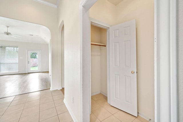 interior space featuring light tile patterned floors