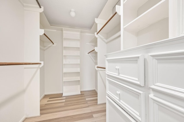 walk in closet featuring light hardwood / wood-style floors