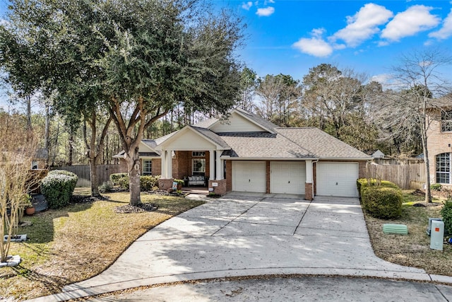 single story home with a garage