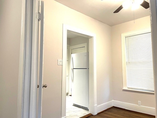 hall with dark hardwood / wood-style flooring