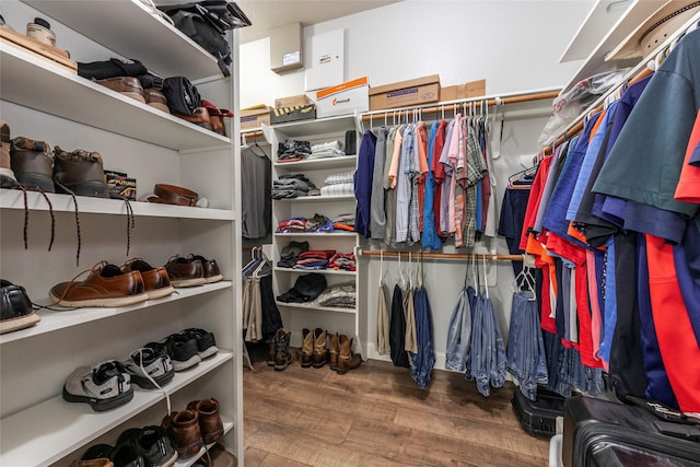 spacious closet featuring hardwood / wood-style flooring