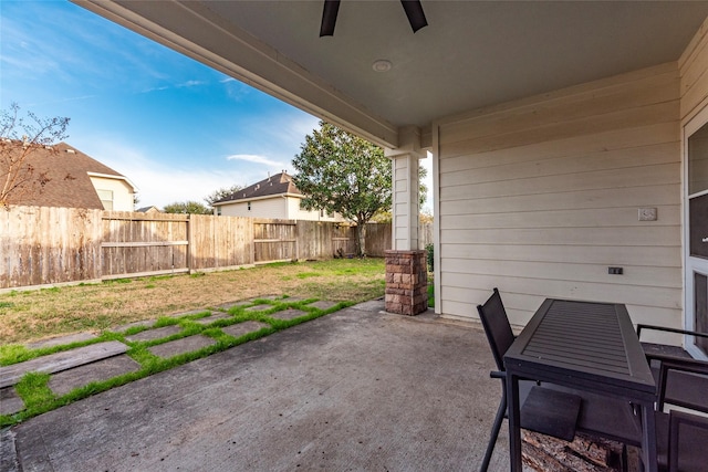 view of patio with ceiling fan